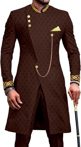 APTX African Suit for Men Dashiki Embroidery Jackets and Pants 2 Piece with Kerchief Slim Fit Formal Outfits Wedding in Saudi Arabia