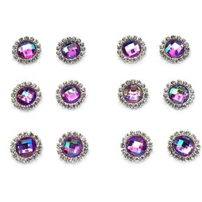 15mm Round Shaped Zircon Rhinestone Earrings Studs Set for Party Wedding Dance Competition Everyday Wear Silver Plated Jewelry in Kuwait