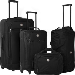 حقيبة سفر ترافيلرز كلوب جينوفا ذات الجانب الناعم، باللون الأسود، مجموعة مكونة من 4 قطع in Kuwait