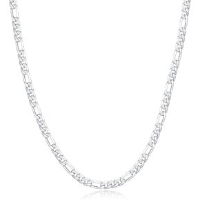GLIVEOR 925 Sterling Silver Clasp 4mm Figaro Chain for Men Women Diamond Cut Chain Necklace 16, 18, 20, 22, 24, 26, 30 Inches