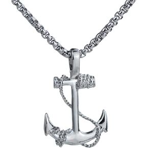 EZUY GNAY Fashion Retro Nautical Anchor Pendant Necklace Stainless Steel Jewelry Anchor Chain Accessories for Men&Womens
