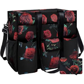 Utility Tote Bag-Water Resistant Tote Bag with 19 Exterior & Interior Pockets-Large Tote Bag for Women/Teacher/Work