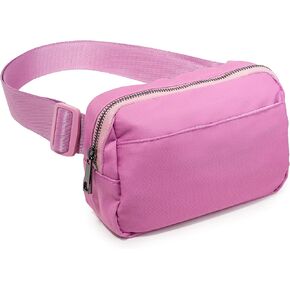 Organized Fanny Pack up to 59", Black Crossbody Belt Bag, Plus Size 6 pockets, credit card slots, hole for dog bags, waist bag, kids women men gift, by Midnight Run