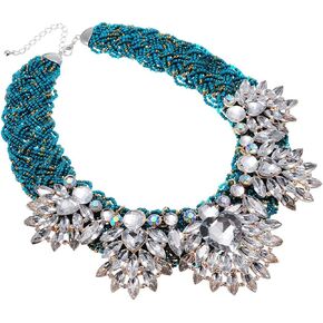 Jerollin Simulated Pearl Body Statement Necklace for Women, Fashion Collar Bib Necklaces Fashion Costume Jewelry Necklace…