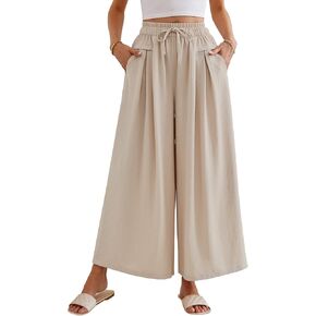 ZJCT Wide Leg Palazzo Pants for Women Summer Beach Pants Flowy Loose Casual Lounge Pajama Yoga Pants with Pockets