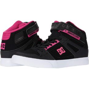 DC Boy's Pure High Top EV Skate Shoes With Ankle Strap and Elastic Laces