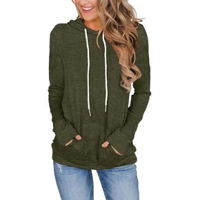 Women's Long Sleeve Hoodies Tops Lightweight Hooded Sweatshirts Pullover Casual Tunic Shirts with Pocket in Saudi Arabia