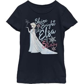 Disney Frozen Birthday Queen Five Girl's Solid Crew Tee