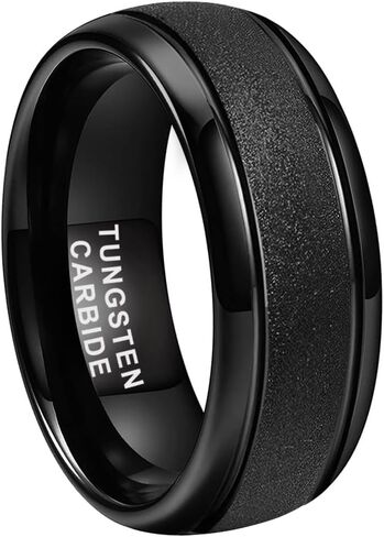 TUTISS 6mm 8mm Black/Gold/Rose Gold/White Tungsten Rings for Men Women Fashion Engagement Wedding Bands Sandblasted Finish Domed Comfort Fit in Kuwait