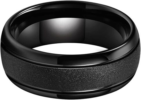 TUTISS 6mm 8mm Black/Gold/Rose Gold/White Tungsten Rings for Men Women Fashion Engagement Wedding Bands Sandblasted Finish Domed Comfort Fit in Kuwait