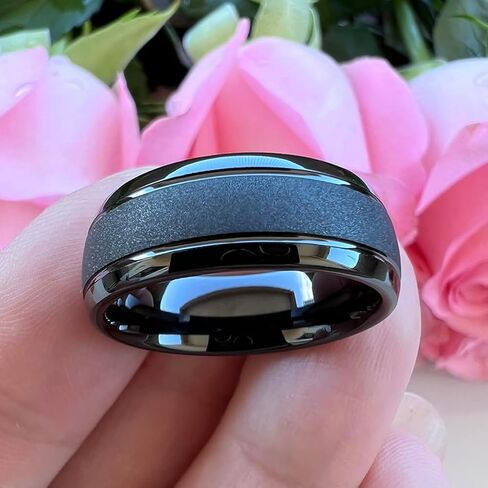TUTISS 6mm 8mm Black/Gold/Rose Gold/White Tungsten Rings for Men Women Fashion Engagement Wedding Bands Sandblasted Finish Domed Comfort Fit in Kuwait