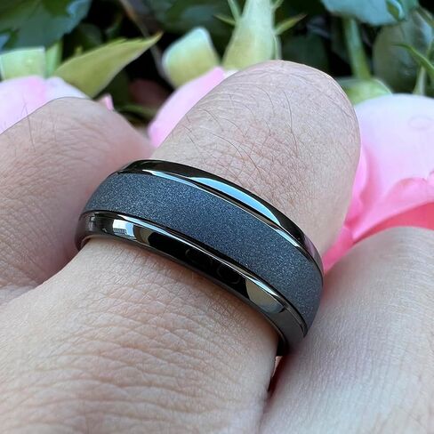 TUTISS 6mm 8mm Black/Gold/Rose Gold/White Tungsten Rings for Men Women Fashion Engagement Wedding Bands Sandblasted Finish Domed Comfort Fit in Kuwait