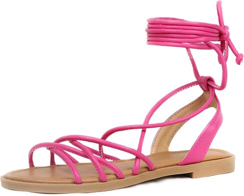 Women's Lace Up Strappy Gladiator Flat Sandals Tie Up Dressy Summer in Kuwait