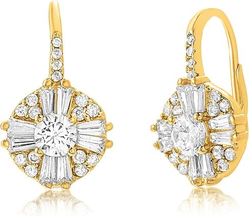 MIA SARINE Women's Earrings - 925 Sterling Silver Brilliant Crystal Cluster Drop Dangle Earrings in Kuwait