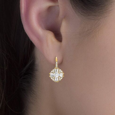 MIA SARINE Women's Earrings - 925 Sterling Silver Brilliant Crystal Cluster Drop Dangle Earrings in Kuwait