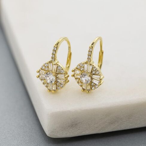 MIA SARINE Women's Earrings - 925 Sterling Silver Brilliant Crystal Cluster Drop Dangle Earrings in Kuwait