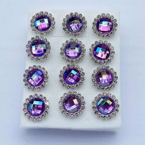 15mm Round Shaped Zircon Rhinestone Earrings Studs Set for Party Wedding Dance Competition Everyday Wear Silver Plated Jewelry in Kuwait