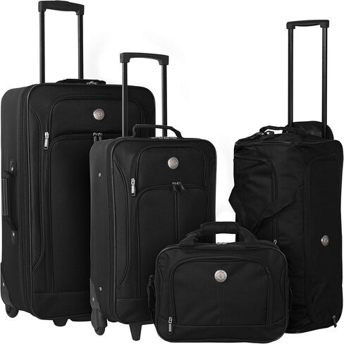 حقيبة سفر ترافيلرز كلوب جينوفا ذات الجانب الناعم، باللون الأسود، مجموعة مكونة من 4 قطع in Kuwait