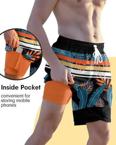 سروال سباحة رجالي من Cozople مع بطانة مضغوطة مقاس 9 بوصات بدلة سباحة سريعة الجفاف شورت سباحة in Kuwait