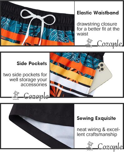 سروال سباحة رجالي من Cozople مع بطانة مضغوطة مقاس 9 بوصات بدلة سباحة سريعة الجفاف شورت سباحة in Kuwait