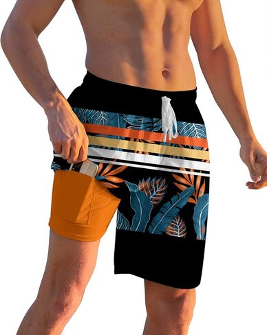 سروال سباحة رجالي من Cozople مع بطانة مضغوطة مقاس 9 بوصات بدلة سباحة سريعة الجفاف شورت سباحة in Kuwait