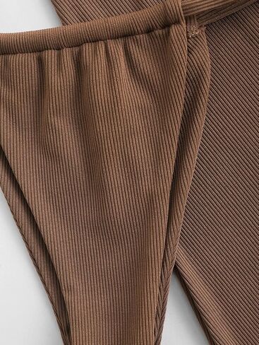 ZAFUL Women Tie Front Bikini Set Ribbed High Cut Two Piece Swimsuit Bathing Suit in Saudi Arabia