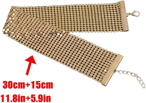 Masiter Sparkly Sequin Mesh Necklace Adjustable Gold Choker Chain Party Costume Jewelry for Women and Girls in Saudi Arabia