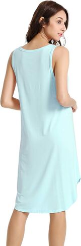 WiWi Bamboo Viscose Nightgowns for Women Sleeveless Sleepwear Pajamas Soft Tank Sleep Shirts Plus Size Dress S-4X in Kuwait