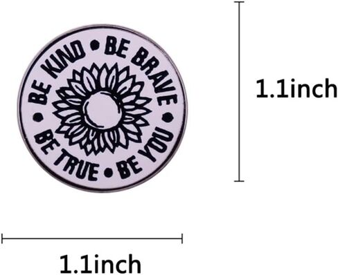 BE KIND BE BRAVE BE YOU BE TRUE Sunflower Brooch Black And White Lines Sunflower Brooch Badge Inspirational Enamel Pin Brave Person's Jewelry Gift Suitable for Decorating Yourself in Saudi Arabia