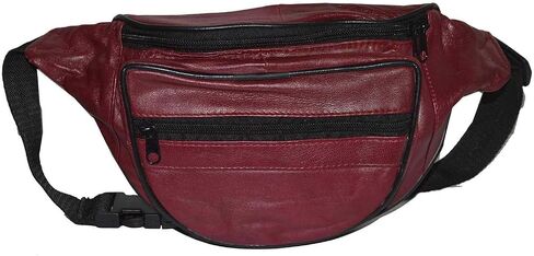 حقيبة حامل حقيبة السفر Fanny Pack من الجلد الأصلي من Leatherboss مع حزام الخصر، باللون الأسود in Kuwait