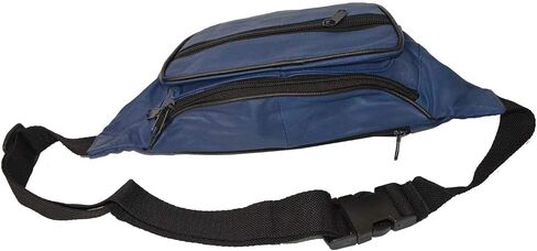 حقيبة حامل حقيبة السفر Fanny Pack من الجلد الأصلي من Leatherboss مع حزام الخصر، باللون الأسود in Kuwait