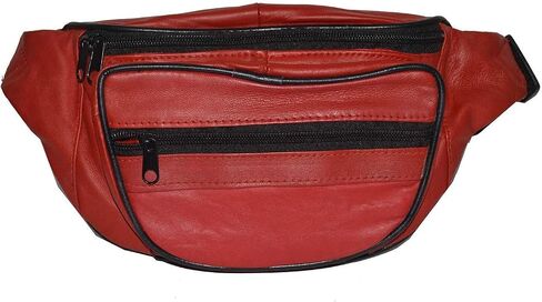 حقيبة حامل حقيبة السفر Fanny Pack من الجلد الأصلي من Leatherboss مع حزام الخصر، باللون الأسود in Kuwait