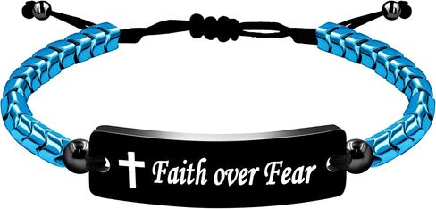 أساور Uloveido Faith Over Fear - سوار من الهيماتيت على شكل ترس قابل للتعديل بسلسلة مضفرة Y2300 in Kuwait