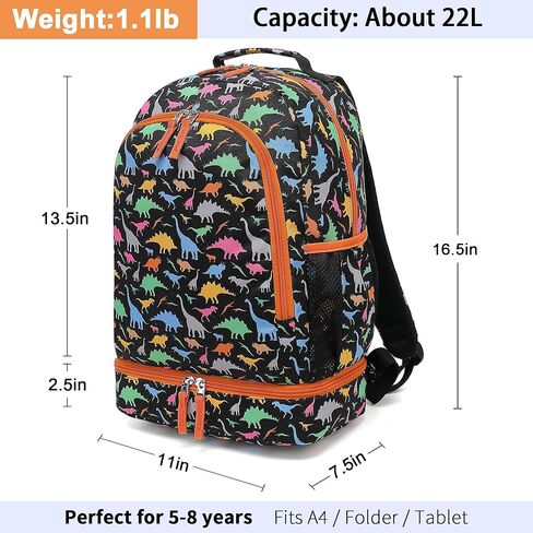 حقيبة ظهر مدرسية للأطفال من DIPUG للبنين والبنات، حقيبة كتب للأطفال الصغار على شكل ديناصور مع حجرة صندوق الغداء in Kuwait