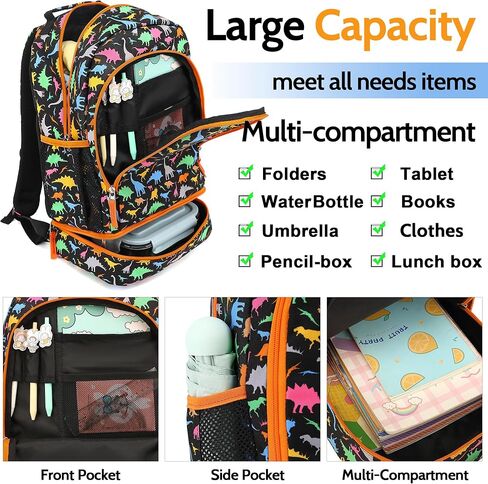 حقيبة ظهر مدرسية للأطفال من DIPUG للبنين والبنات، حقيبة كتب للأطفال الصغار على شكل ديناصور مع حجرة صندوق الغداء in Kuwait