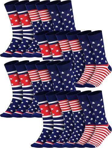 جوارب Coume American Flag للرجال، 12 زوجًا من الجوارب الوطنية الطاقم مع نجوم وخطوط متعة اللباس جوارب الولايات المتحدة الأمريكية نمط الجدة طاقم الجوارب 4 من يوليو in Saudi Arabia