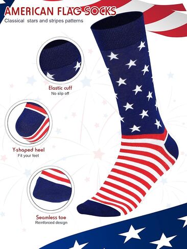 جوارب Coume American Flag للرجال، 12 زوجًا من الجوارب الوطنية الطاقم مع نجوم وخطوط متعة اللباس جوارب الولايات المتحدة الأمريكية نمط الجدة طاقم الجوارب 4 من يوليو in Saudi Arabia
