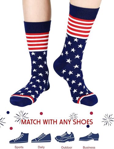 جوارب Coume American Flag للرجال، 12 زوجًا من الجوارب الوطنية الطاقم مع نجوم وخطوط متعة اللباس جوارب الولايات المتحدة الأمريكية نمط الجدة طاقم الجوارب 4 من يوليو in Saudi Arabia