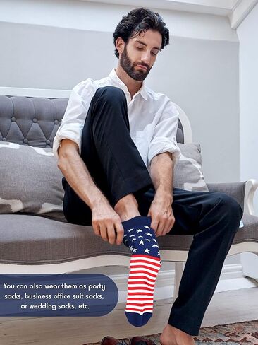 جوارب Coume American Flag للرجال، 12 زوجًا من الجوارب الوطنية الطاقم مع نجوم وخطوط متعة اللباس جوارب الولايات المتحدة الأمريكية نمط الجدة طاقم الجوارب 4 من يوليو in Saudi Arabia
