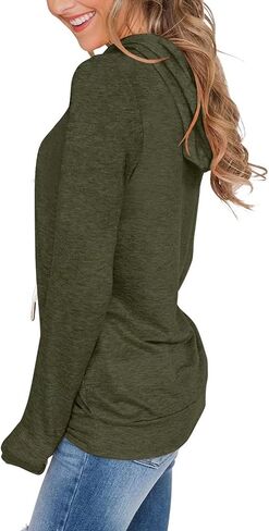 Women's Long Sleeve Hoodies Tops Lightweight Hooded Sweatshirts Pullover Casual Tunic Shirts with Pocket in Kuwait