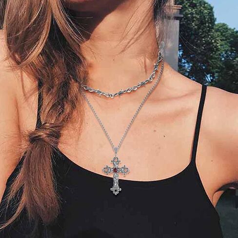 helicopchain 12pcs الجرونج القوطية القلائد مجموعة للنساء المراهقات القوطي Y2K الشرير الشوك الصليب الأفعى الملاك فراشة الخماسي القلب قفل قلادة المختنق قلادة الجرونج مجوهرات اكسسوارات in Kuwait