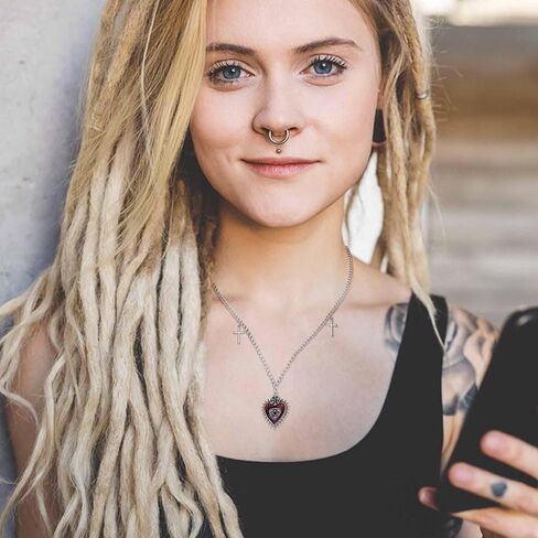 helicopchain 12pcs الجرونج القوطية القلائد مجموعة للنساء المراهقات القوطي Y2K الشرير الشوك الصليب الأفعى الملاك فراشة الخماسي القلب قفل قلادة المختنق قلادة الجرونج مجوهرات اكسسوارات in Kuwait