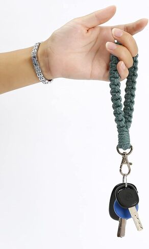 سلسلة مفاتيح فين بيوتي ناعمة من المكرامية سوار بوهو مصنوع يدويًا سلسلة مفاتيح كيرينغ حامل حبل معصم ريفي للنساء in Kuwait
