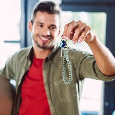 سلسلة مفاتيح فين بيوتي ناعمة من المكرامية سوار بوهو مصنوع يدويًا سلسلة مفاتيح كيرينغ حامل حبل معصم ريفي للنساء in Kuwait