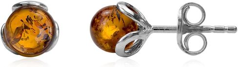 Ian and Valeri Co. Amber Sterling Silver Small Ball Stud Earrings in Saudi Arabia