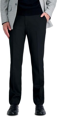 J.M. Haggar Men's 4-Way Stretch Straight Fit Flat Front Dress Pant, Black Onyx, 34x32 in Saudi Arabia