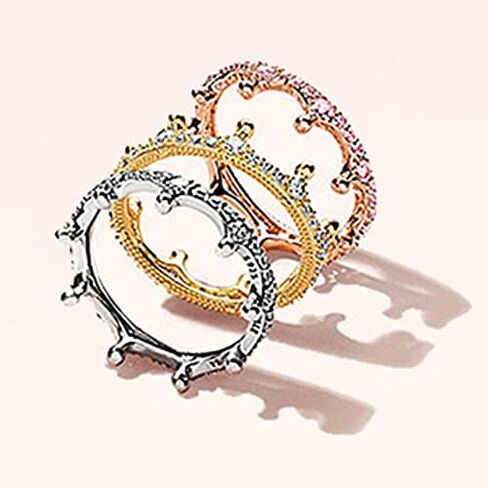 نعومي فاشن 3 ألوان 925 خاتم فضة استرليني مسحور تاج خاتم مع تشيكوسلوفاكيا واضحة للنساء مجوهرات الخطوبة ذهبي 8 in Kuwait