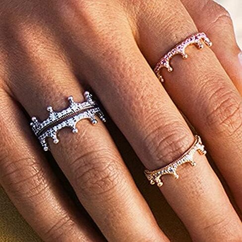 نعومي فاشن 3 ألوان 925 خاتم فضة استرليني مسحور تاج خاتم مع تشيكوسلوفاكيا واضحة للنساء مجوهرات الخطوبة ذهبي 8 in Kuwait