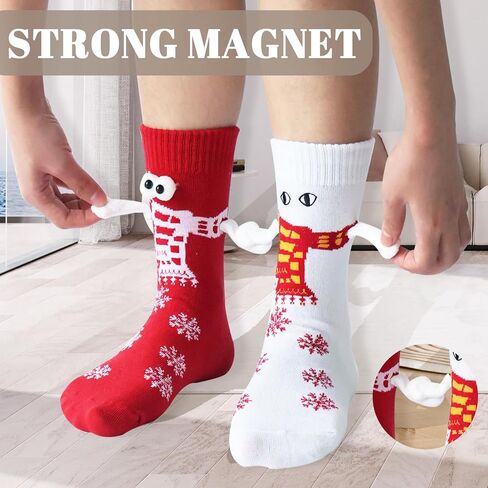 gjulrfu 4PCS Christmas Holding Hands Socks,Personalized Christmas Stockings Couple Magnetic Socks Mid Tube Sock Funny Xmas Gifts in Kuwait