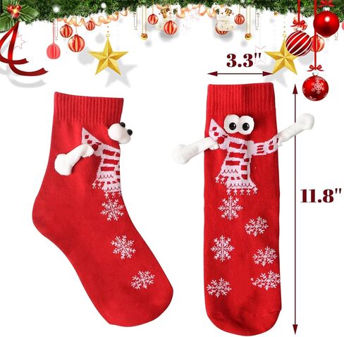 gjulrfu 4PCS Christmas Holding Hands Socks,Personalized Christmas Stockings Couple Magnetic Socks Mid Tube Sock Funny Xmas Gifts in Kuwait